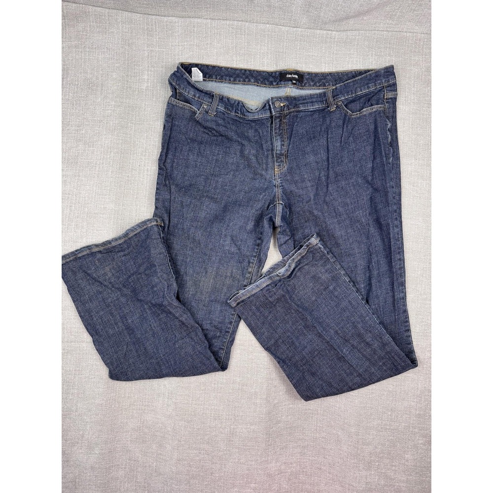Daisy Fuentes Jeans Womens 20W Blue Relaxed Straight Stretch Denim City Wash